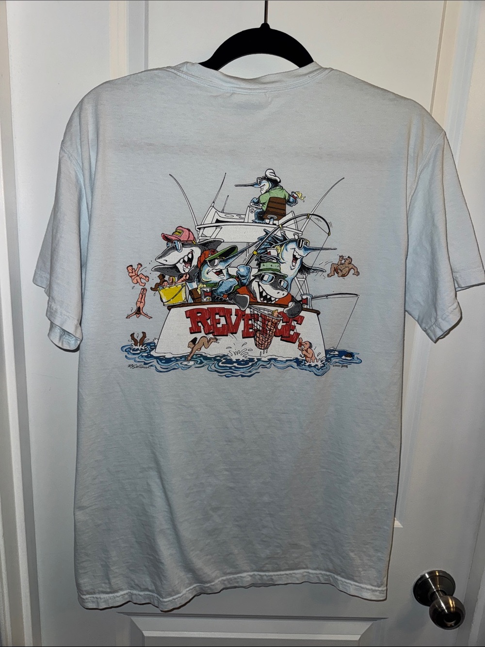 Light Blue Graphic Fishing Short-Sleeve Tee